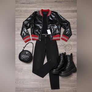 Comme des Garcons Black and Red Bomber Jacket